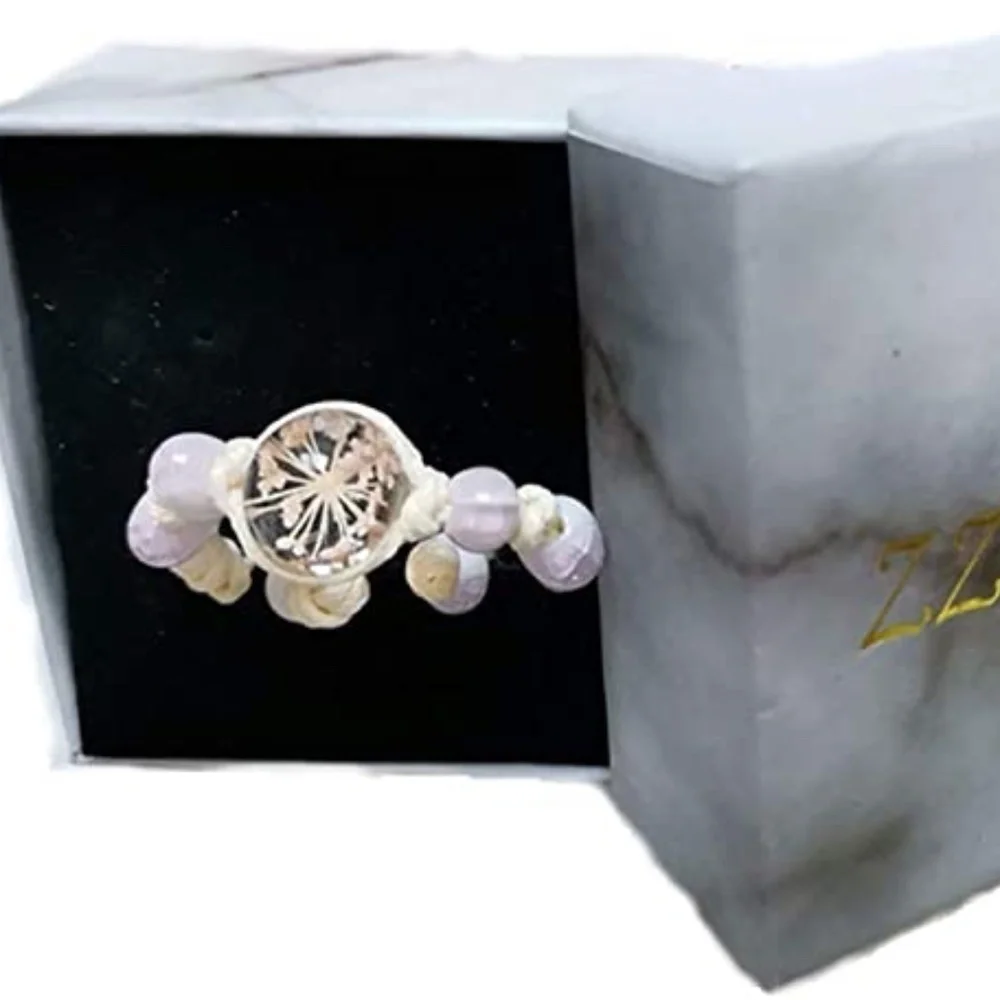 Encapsulated Dried Flower Charm Handmade Adjustable Bracelet